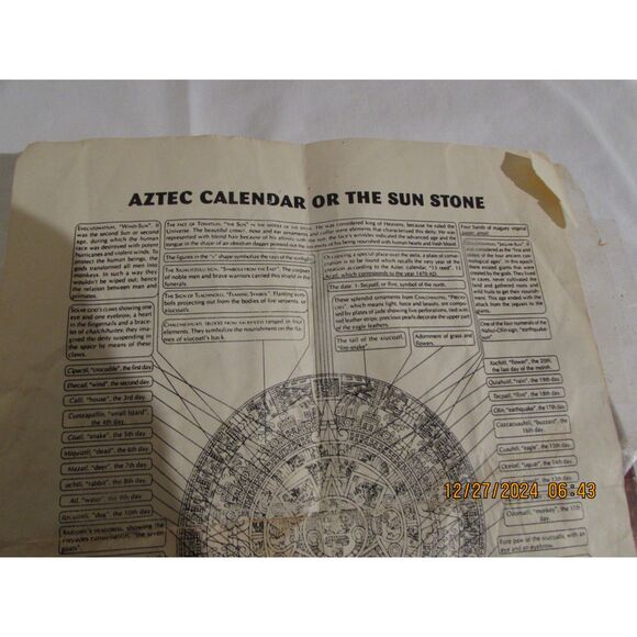 Aztec Mayan inlaid mosaic wood calendar Adrian Jurado signed paperwork gallery - Picture 8 of 8